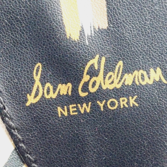 New Sam Edelman Alissa Platform Cork Heel Black Leather Slides Sandals  W812 - Picture 10 of 12